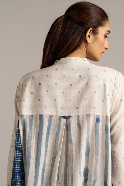 Dhiyona GF Women's Off-White and Indigo Blue Linen Co-ord Set