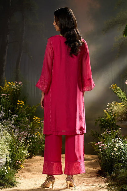 Back side -Azalea Pink Festive Kurta Set