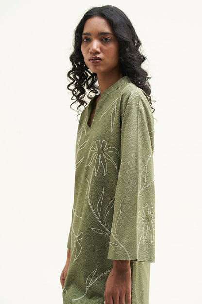 Women's Calliste Green Cotton Printed Co-ord Set