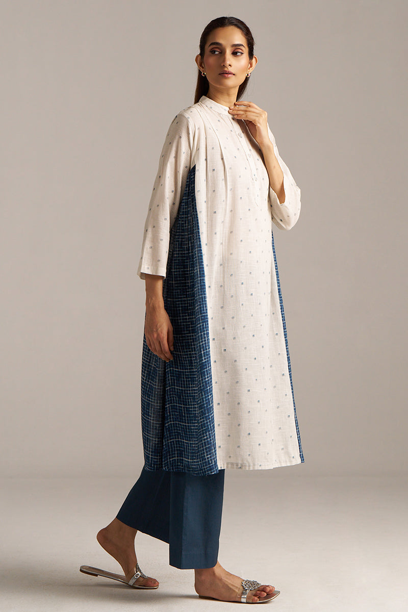 Dhiyona GF Women's Off-White and Indigo Blue Linen Co-ord Set