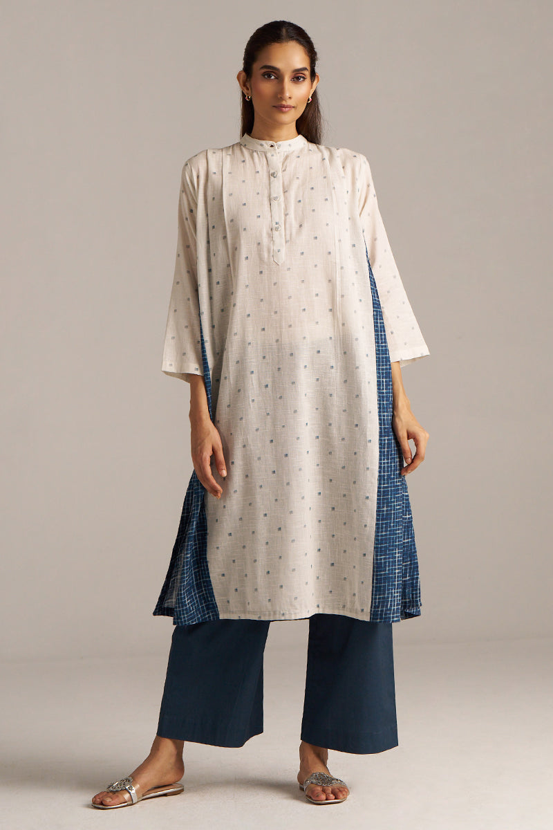 Dhiyona GF Women's Off-White and Indigo Blue Linen Co-ord Set