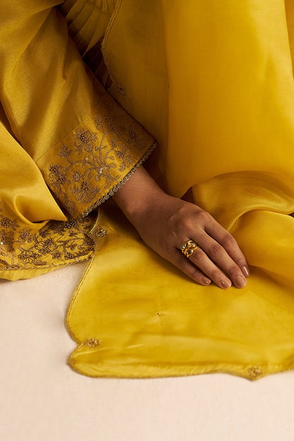 Dhiyona GF Women's Bamboo Yellow Festive Kurta Set