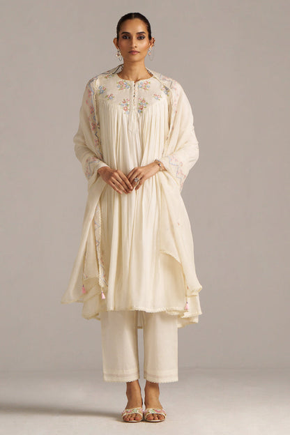 Dhiyona GF Women's Ivory Bemberg Silk Festive Kurta Set