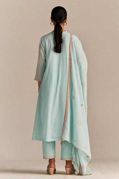 Dhiyona GF Women's Fair Aqua Mul-Mul Kurta Set