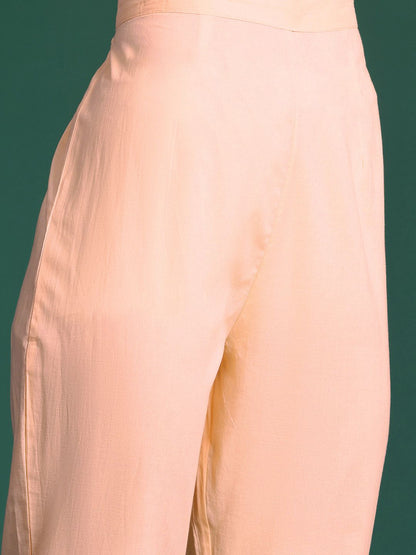 Floral Embroidered Mirror Work Pure Cotton Kurta with Trousers & Dupatta