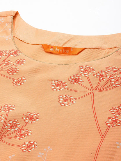 Dhiyona IE Floral Printed Thread Work Detail Straight Kurta