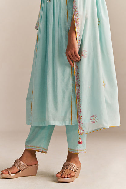 Dhiyona GF Women's Fair Aqua Mul-Mul Kurta Set