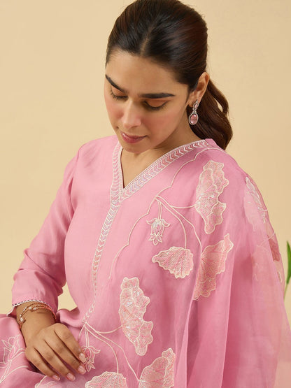 Women Floral Embroidered Kurta with Trousers & Dupatta