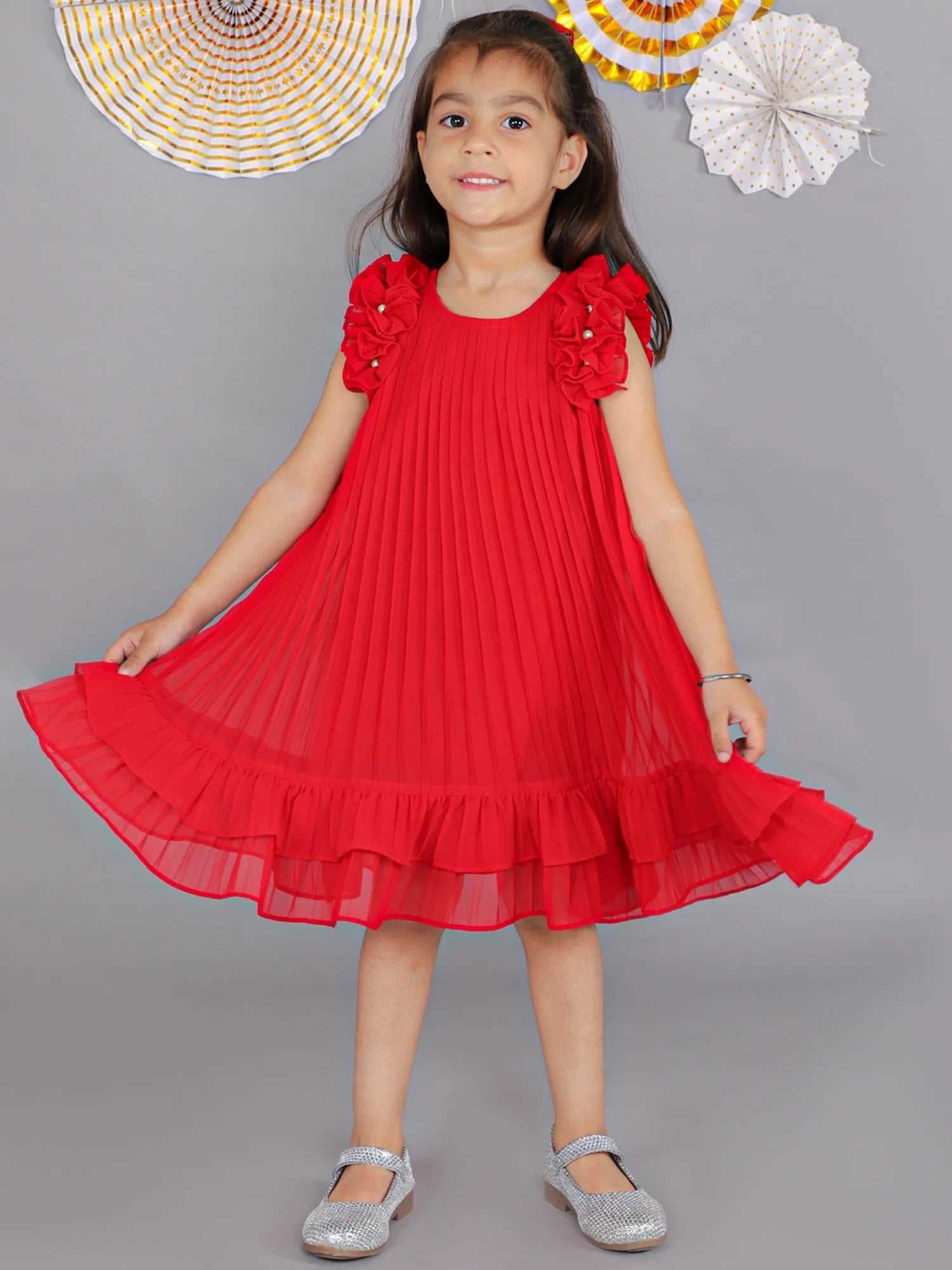 Girls pleated georgette party dress