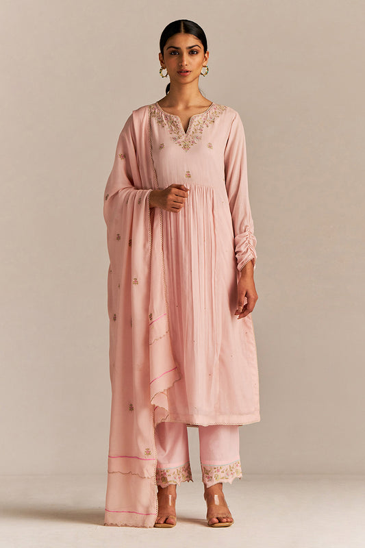 Dhiyona GF Women's Crystal Pink Embroidered Kurta Set