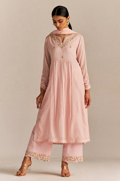 Dhiyona GF Women's Crystal Pink Embroidered Kurta Set