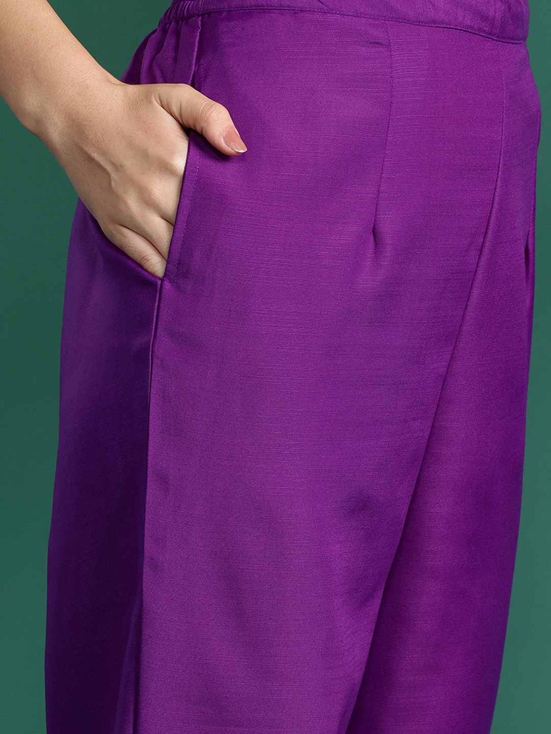 Dhiyona IE Ethnic Motifs Embroidered Regular Liva Kurta with Trousers & Dupatta