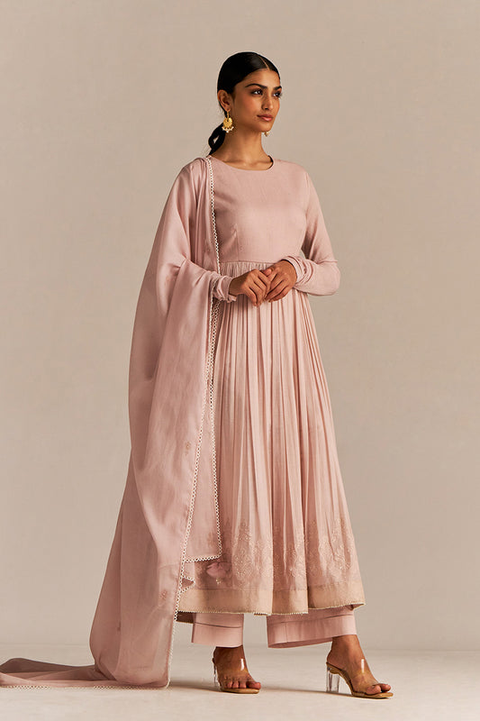 Dhiyona GF Women's Mauve Chalk Mul-Mul Anarkali Kurta Set