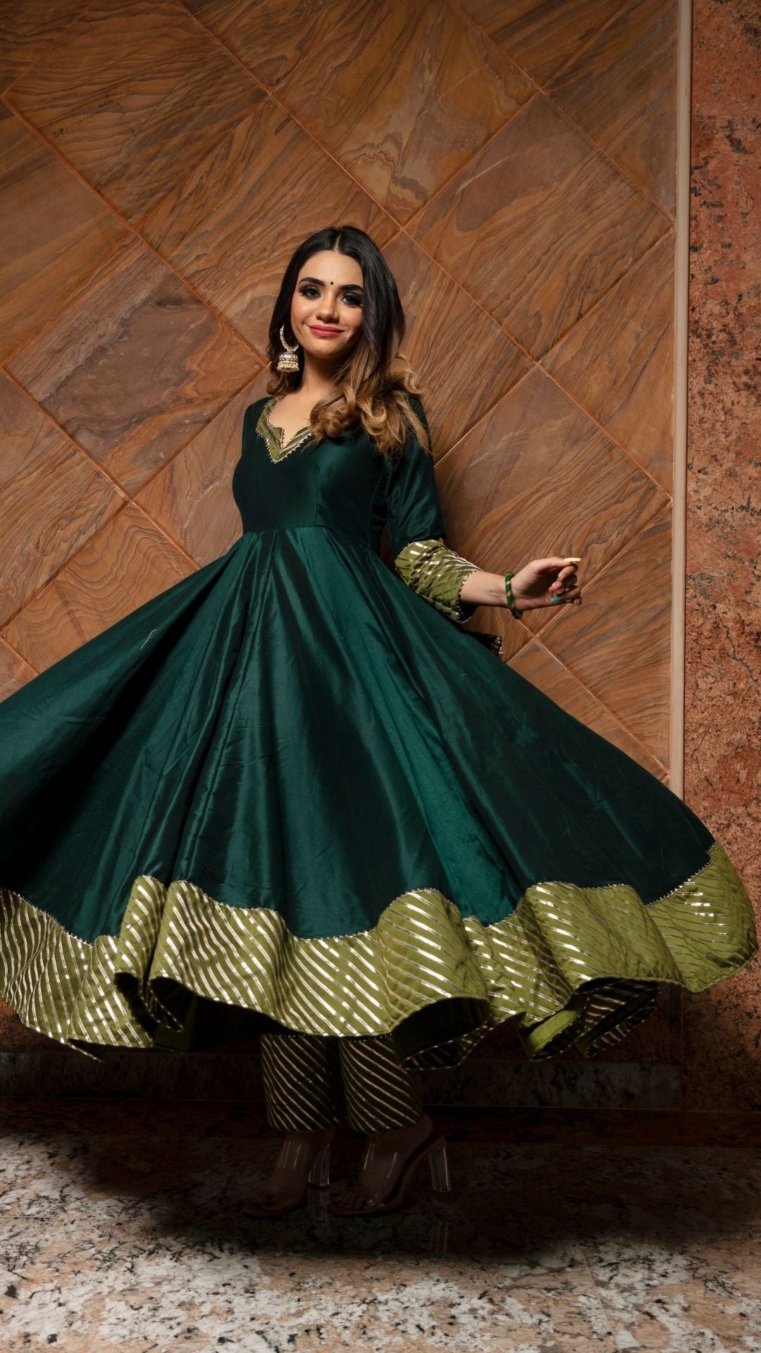 Jannat Dark Green Anarkali Set