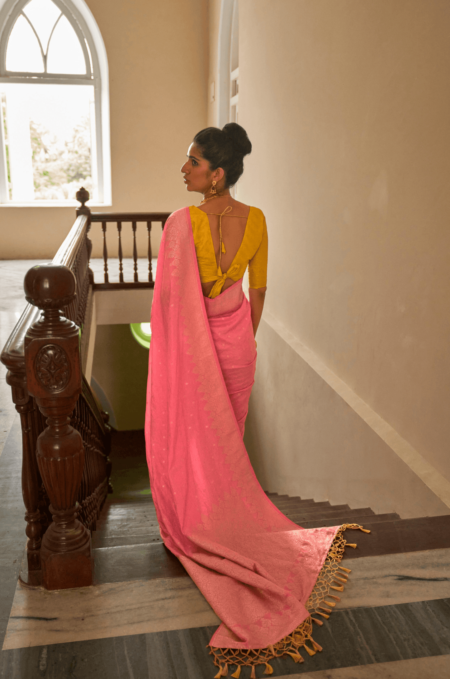 Dhiyona KM Women Pink Nylon Silk Saree-Timeless Elegance