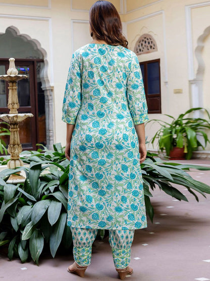 Dhiyona IE Printed Straight Kurta Trousers With Dupatta Set