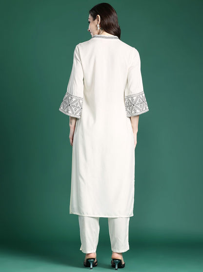 Women Ethnic Motifs Embroidered Regular Thread Work Kurta with Trousers