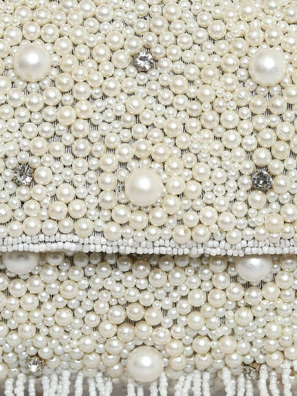 Dhiyona NR Women White Embroidered Purse Clutch