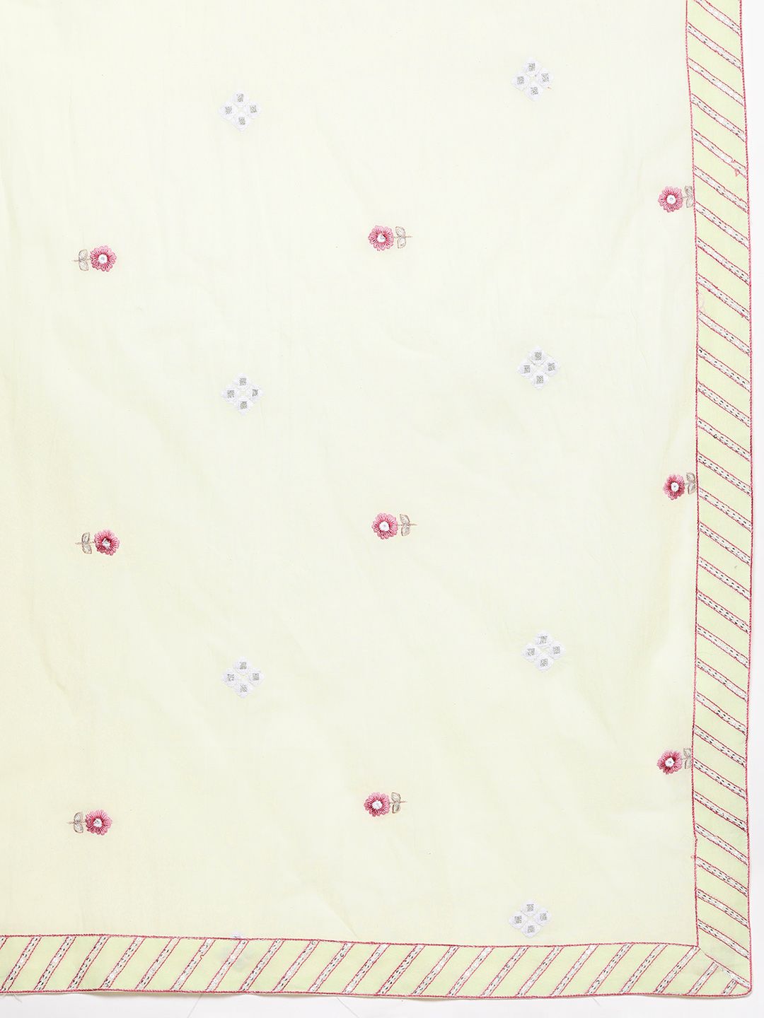 Dhiyona VA Women's Floral Embroidered Regular Mirror Work Pure Cotton Kurta with Trousers & With Dupatta
