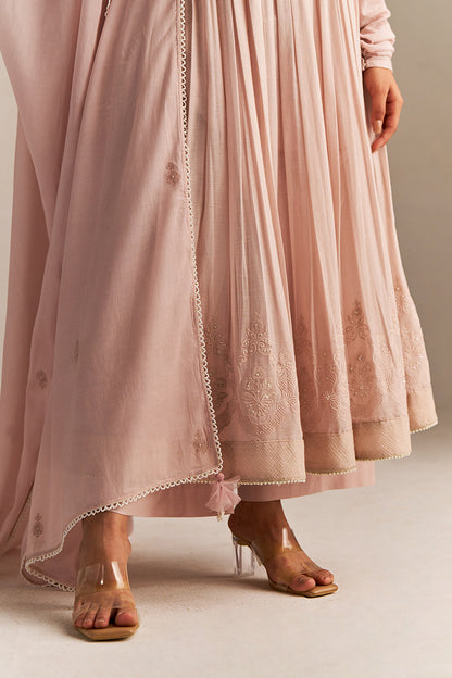 Dhiyona GF Women's Mauve Chalk Mul-Mul Anarkali Kurta Set