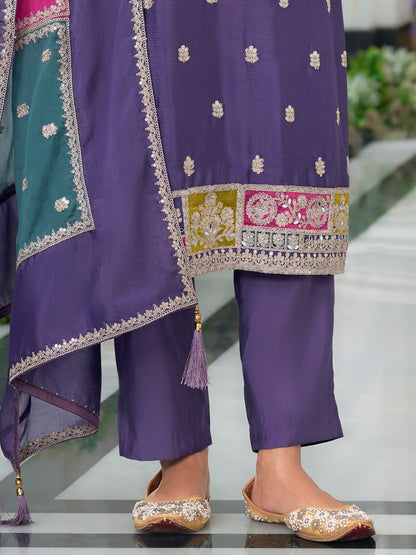 Women Ethnic Motifs Embroidered Regular Mirror Work Kurta with Trousers & With Dupatta