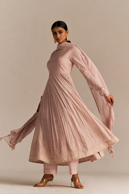 Dhiyona GF Women's Mauve Chalk Mul-Mul Anarkali Kurta Set