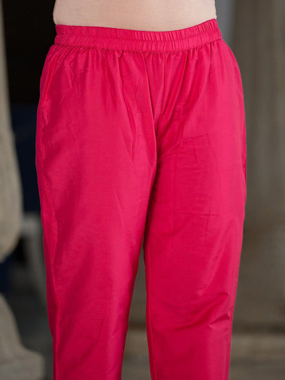 Dhiyona VA Women's Bandhani Dyed Regular Gotta Patti Kurta with Trousers & With Dupatta