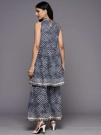 Dhiyona VA Women'sLeheriya Dyed Gotta Patti Kurti With Sharara