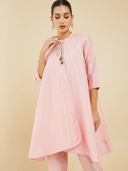 Dhiyona SO Women's Women Pink Kurta with Trousers