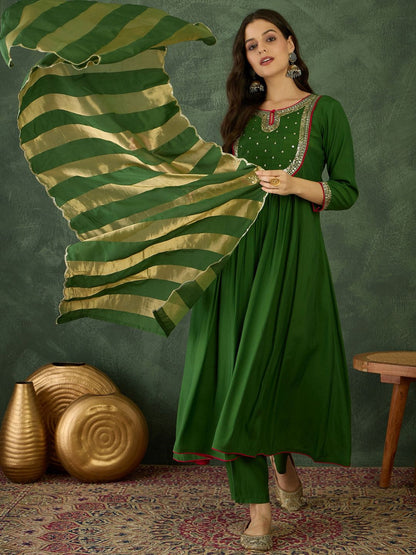 Dhiyona KA Women Embroidered A-Line Kurta Set