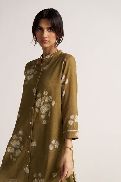 Women's Martini Olive Cotton Linen Co-ord Set