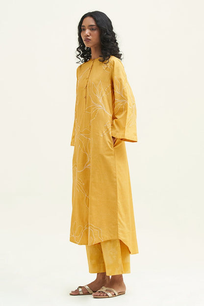 Women's Yellow Cotton Printed Co-ord Set