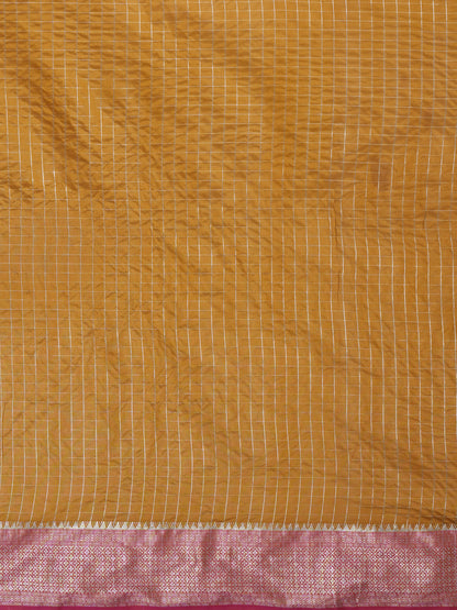 Women's Aura Silk Mustard Woven Design Designer Saree With Blouse Piece