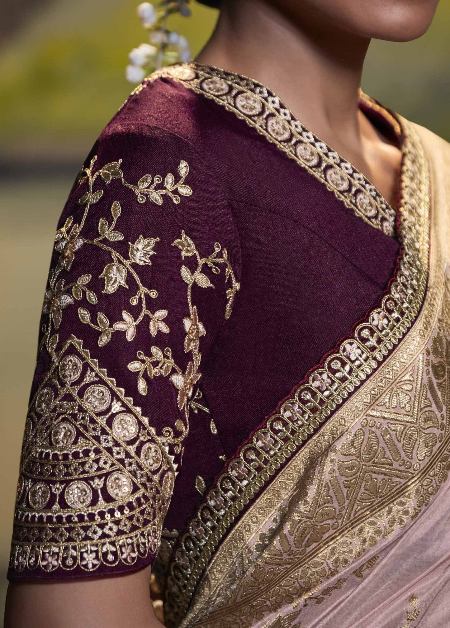 Dhiyona KM Women Rose Pink Pure Dola Silk Floral Saree