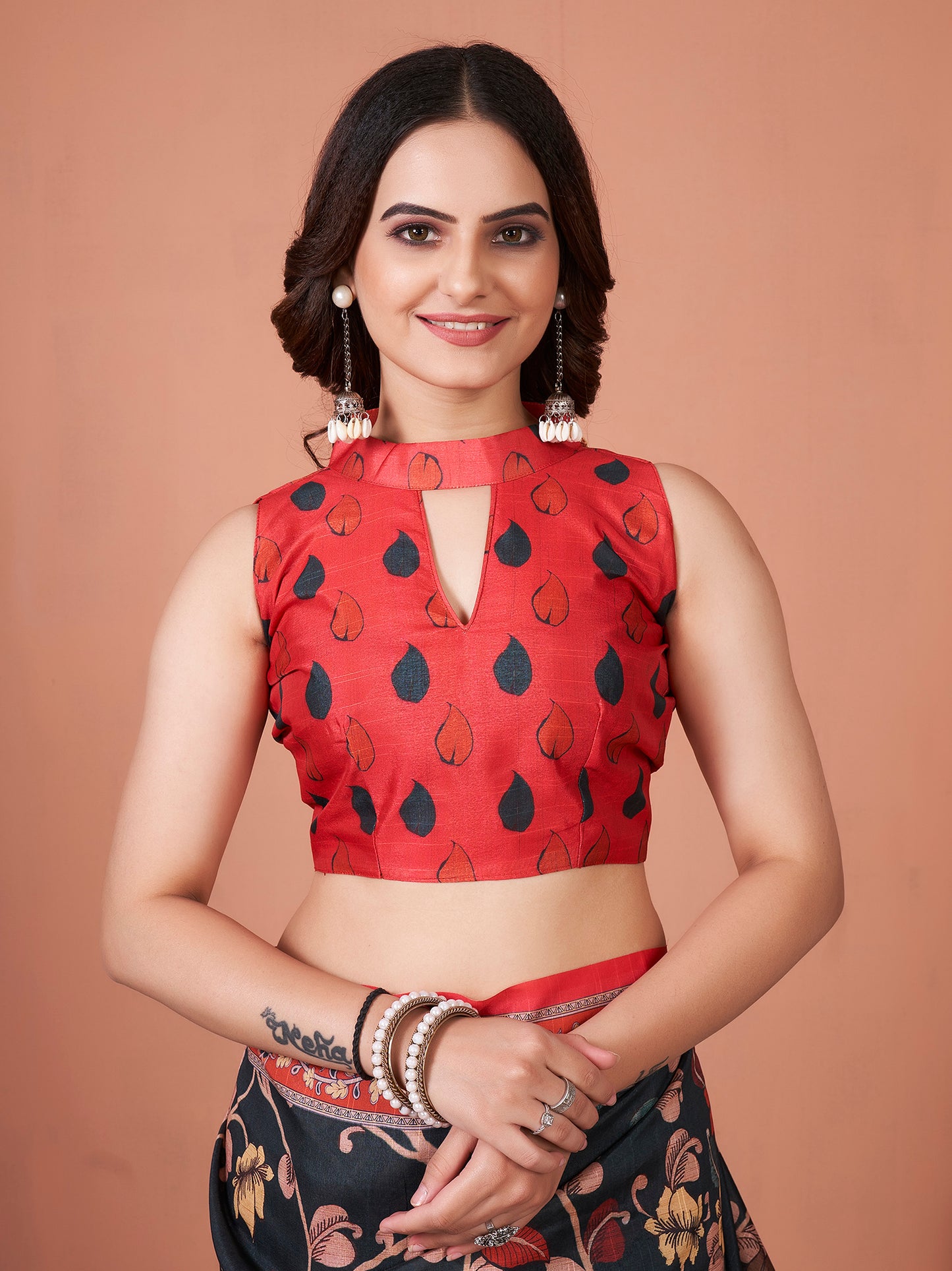 Women's Bhagalpuri Silk Black Printed Designer Saree With Blouse Piece