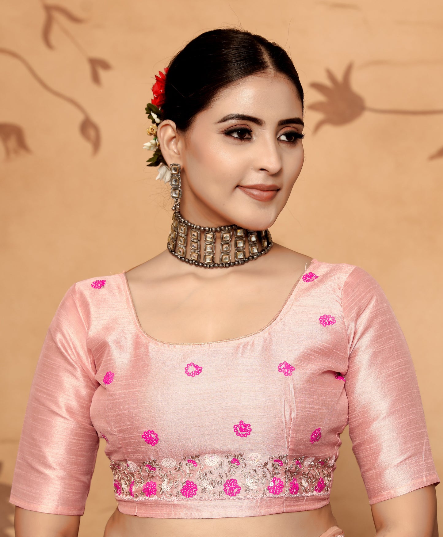 Dhiyona GR Women's Armani Pink Jimmi Choo Embroidered Saree