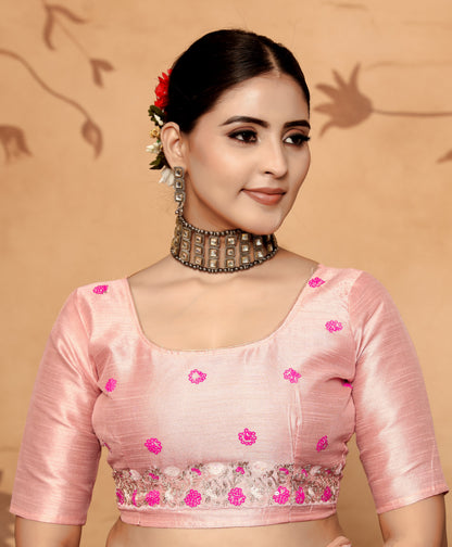 Dhiyona GR Women's Armani Pink Jimmi Choo Embroidered Saree