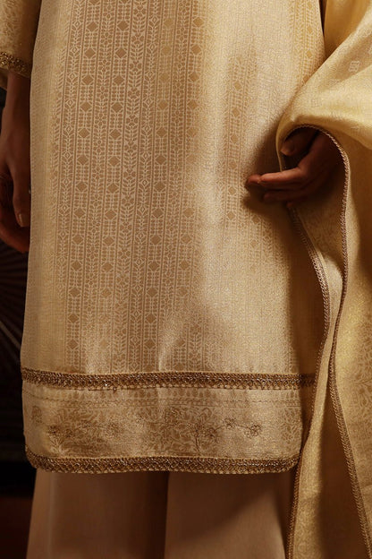 Women's Ecru Woven Silk Salwar Suit