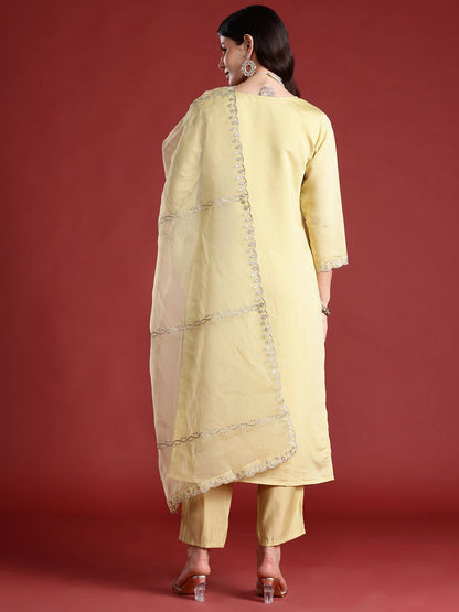 Ethnic Motifs Embroidered Kurta With Trousers & Dupatta