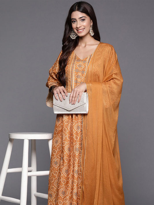 Dhiyona VA Women's Bandhani Printed Empire Gotta Patti Kurta with Trousers & Dupatta