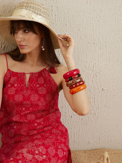 Dhiyona IE Bandhani Printed Shoulder Straps Pure Cotton Kurta with Trousers