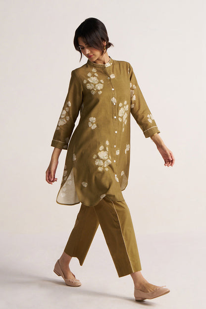 Women's Martini Olive Cotton Linen Co-ord Set