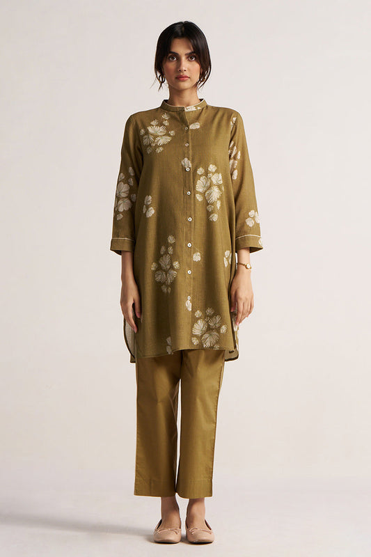 Women's Martini Olive Cotton Linen Co-ord Set