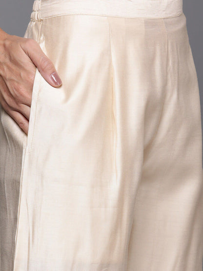 Women Embroidered Thread Work Cotton Kurta with Palazzos & Dupatta