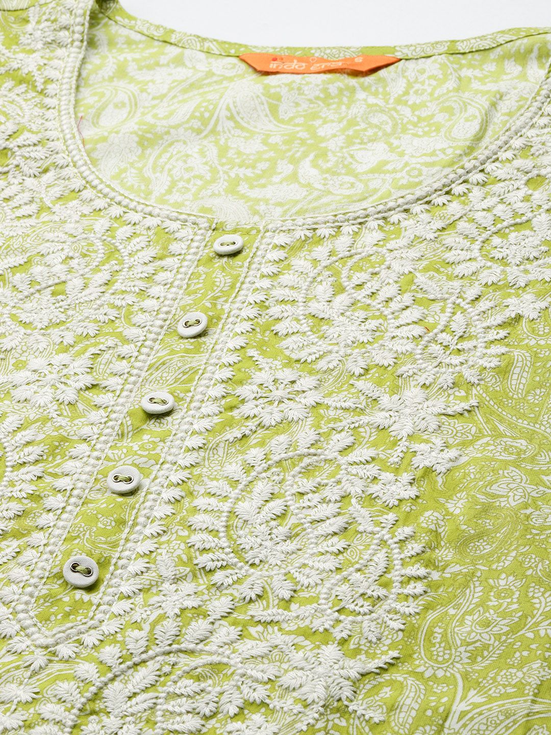 Dhiyona IE Women Paisley Embroidered Pure Cotton Kurta with Trousers