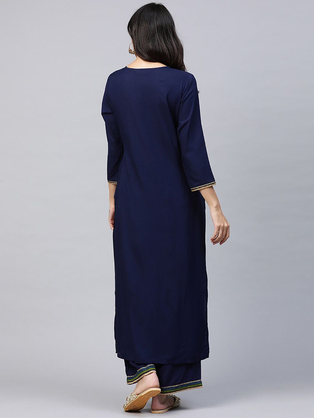Dhiyona IE Ethnic Motifs Printed Keyhole Neck Liva Kurta