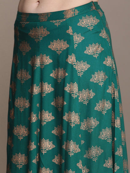 Dhiyona PD Women Floral Embroidered Jashn Regular Thread Work Top with Skirt
