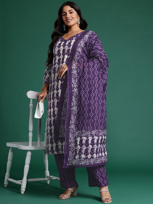 Dhiyona IE Paisley Printed Kurta with Trousers & Dupatta