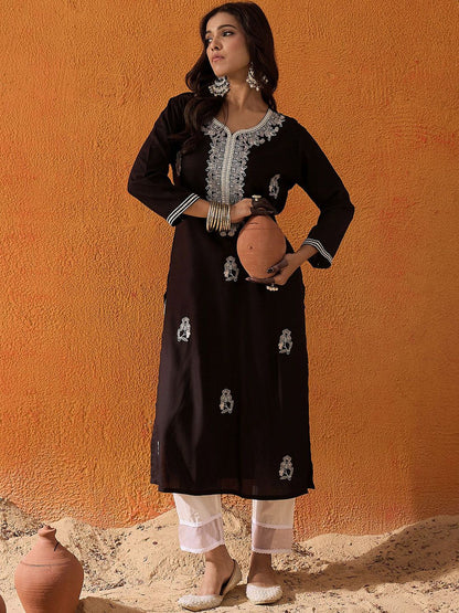 Dhiyona IE Ethnic Motifs Embroidered Straight Kurta