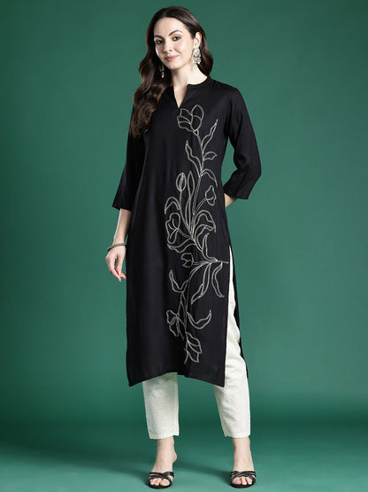 Dhiyona IE Floral Embroidered Thread Work Floral Kurta